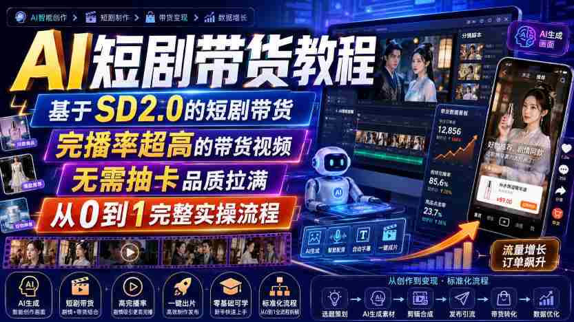 AI短剧带货教程，基于SD2.0的短剧带货，完播率超高的带货视频，无需抽卡品质拉满，从0到1完整实操流程-任任的小木屋 - 热点知汇