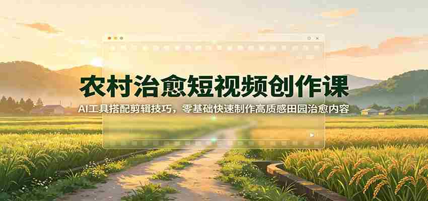农村治愈短视频创作课:AI工具搭配剪辑技巧,零基础快速制作高质感田园治愈内容-任任的小木屋 - 热点知汇