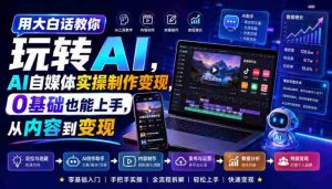用大白话教你玩转AI，AI自媒体实操制作变现，0基础也能上手，从内容到变现-任任的小木屋 - 热点知汇