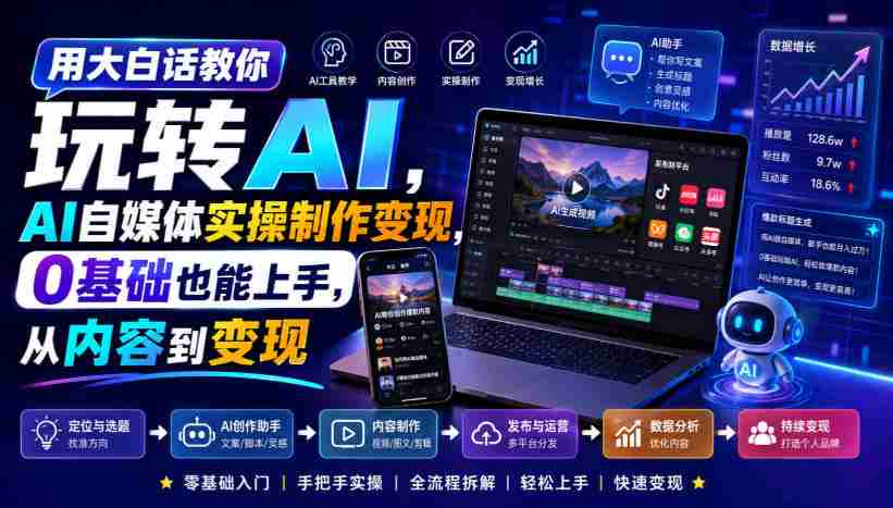 用大白话教你玩转AI,AI自媒体实操制作变现,0基础也能上手,从内容到变现-任任的小木屋 - 热点知汇