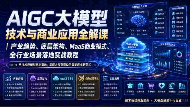 AIGC大模型技术与商业应用全解课｜产业趋势、底层架构、MaaS商业模式、全行业场景落地实战教程-任任的小木屋 - 热点知汇