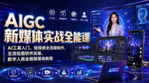 AIGC新媒体实战全能课|AI工具入门、短视频全流程制作、主流绘图软件实操、数字人商业视频落地教程-任任的小木屋 - 热点知汇