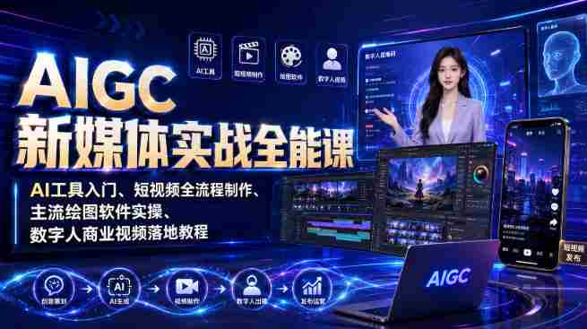 AIGC新媒体实战全能课|AI工具入门、短视频全流程制作、主流绘图软件实操、数字人商业视频落地教程-任任的小木屋 - 热点知汇