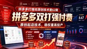 拼多多打爆班原创技术第62期，拼多多双打强付费，原创起店技术，稳权重高投产-任任的小木屋 - 热点知汇