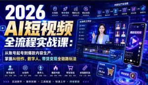 2026 AI短视频全流程实战课：从账号起号到爆款内容生产，掌握AI创作、数字人、带货变现全链路玩法-任任的小木屋 - 热点知汇