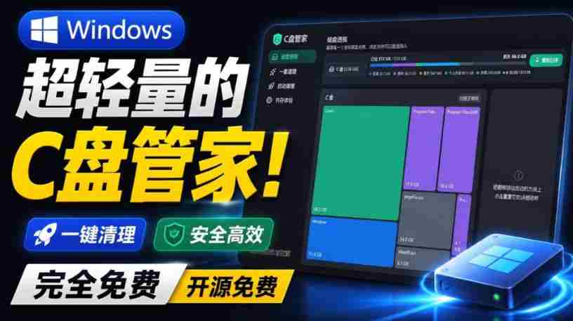 Windows超轻量的C盘管家!超级有特点,支持磁盘分析及清理提醒,2M大小体积,完全免费C盘管家-任任的小木屋 - 热点知汇
