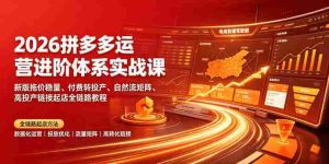 2026拼多多运营进阶体系实战课|新版拖价稳量、付费转投产、自然流矩阵、高投产链接起店全链路教程-任任的小木屋 - 热点知汇