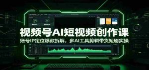视频号AI短视频创作课：账号IP定位爆款拆解，多AI工具剪辑带货短剧实操-任任的小木屋 - 热点知汇