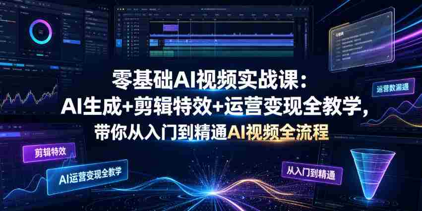零基础AI视频实战课：AI生成+剪辑特效+运营变现全教学，带你从入门到精通AI视频全流程-任任的小木屋 - 热点知汇