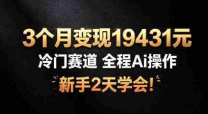 3个月变现19431，冷门赛道，全程Ai操作，新手2天学会！【揭秘】-任任的小木屋 - 热点知汇