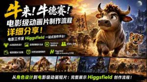 牛来!牛德赛!电影级动画片制作流程详细分享!电影工作室Higgsfield一站式创作平台,完整创作流程-任任的小木屋 - 热点知汇