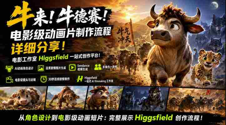 牛来！牛德赛！电影级动画片制作流程详细分享！电影工作室Higgsfield一站式创作平台，完整创作流程-任任的小木屋 - 热点知汇