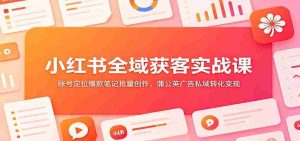 小红书全域获客实战课：账号定位爆款笔记批量创作，蒲公英广告私域转化变现-任任的小木屋 - 热点知汇
