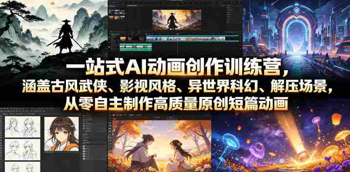 一站式AI动画创作训练营，涵盖古风武侠、影视风格、异世界科幻、解压场景，从零自主制作高质量原创短篇动画-任任的小木屋 - 热点知汇