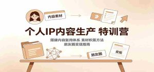 个人IP内容生产特训营：搭建内容复用体系，素材积累方法，朋友圈变现指南-任任的小木屋 - 热点知汇