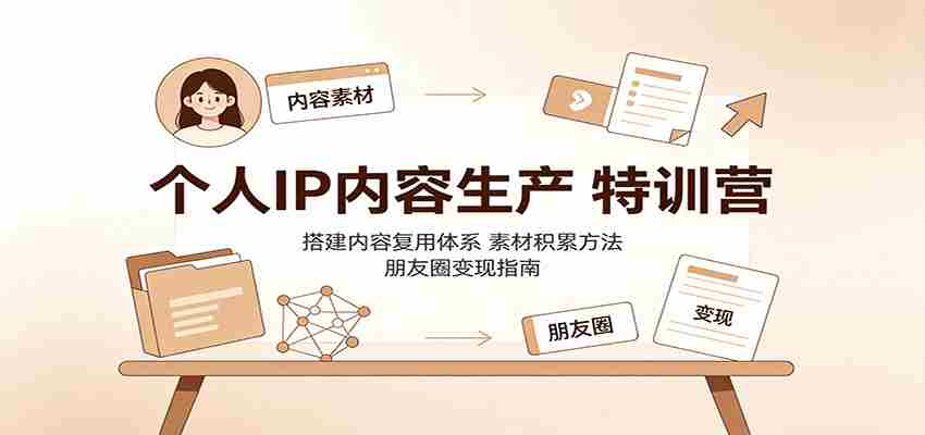 个人IP内容生产特训营：搭建内容复用体系，素材积累方法，朋友圈变现指南-任任的小木屋 - 热点知汇