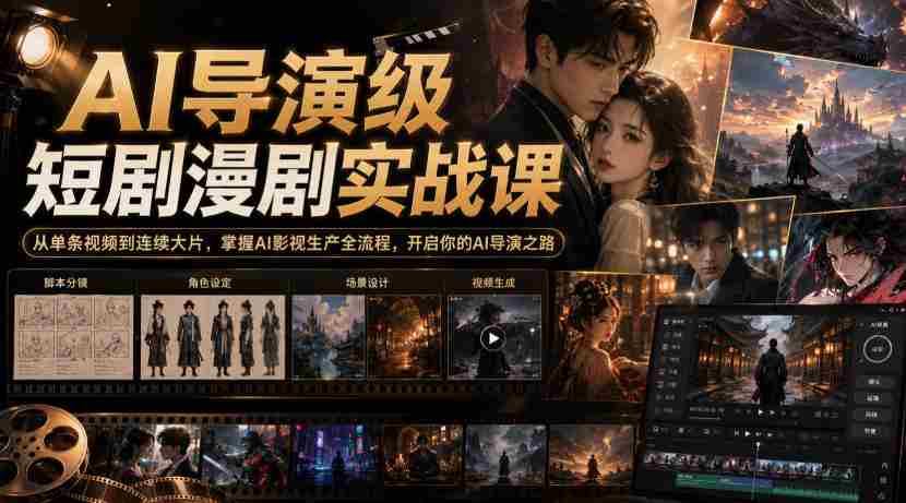 AI导演级短剧漫剧实战课，从单条视频到连续大片，掌握AI影视生产全流程，开启你的AI导演之路!-任任的小木屋 - 热点知汇