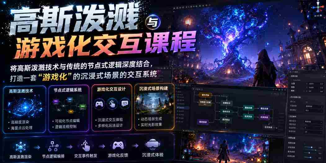 高斯泼溅与游戏化交互课程，将高斯泼溅技术与传统的节点式逻辑深度结合，打造一套“游戏化”的沉浸式场景的交互系统-任任的小木屋 - 热点知汇