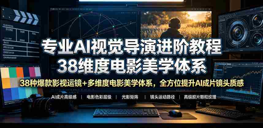 专业AI视觉导演进阶教程，38种爆款影视运镜+多维度电影美学体系，全方位提升AI成片高级感与镜头质感-任任的小木屋 - 热点知汇