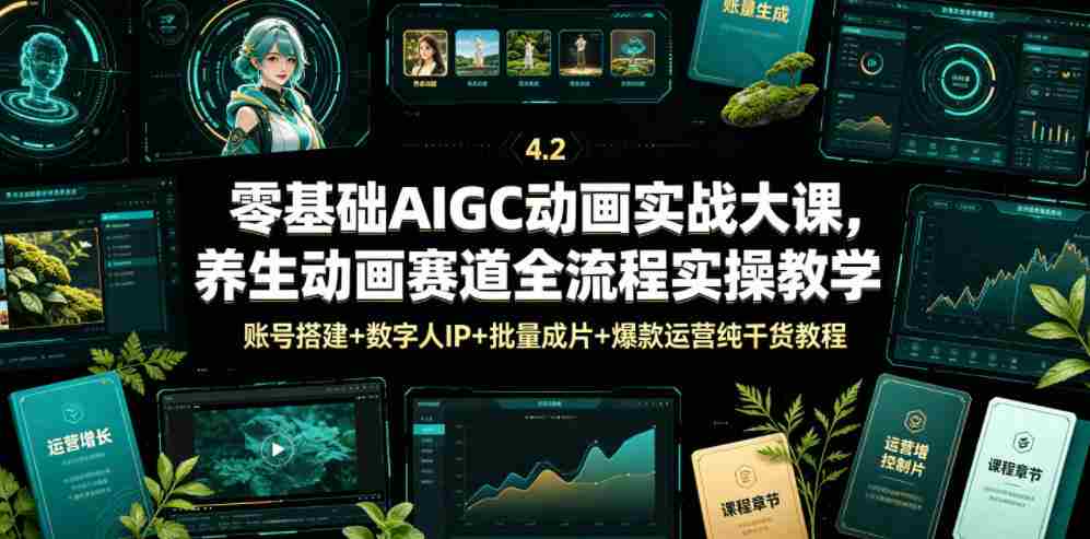 零基础AIGC动画实战大课，养生动画赛道全流程实操教学，账号搭建+数字人IP+批量成片+爆款运营纯干货教程-任任的小木屋 - 热点知汇