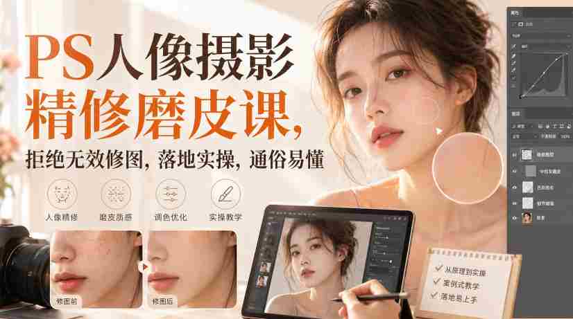 PS人像摄影精修磨皮课，拒绝无效修图，落地实操，通俗易懂-任任的小木屋 - 热点知汇