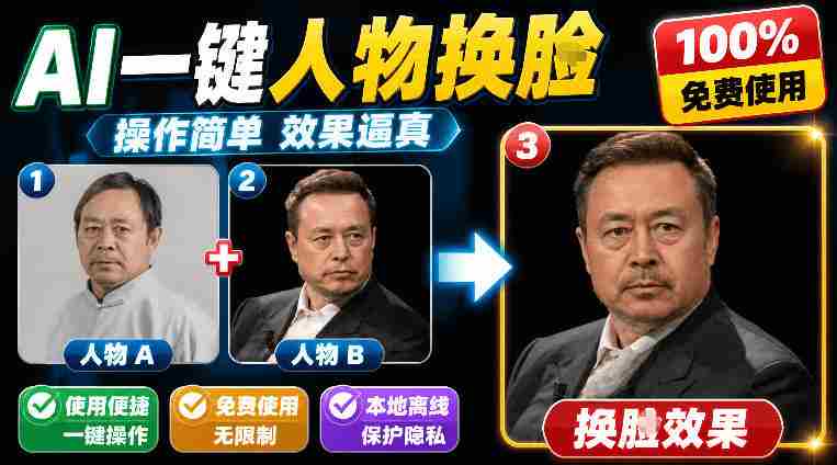 纯离线本地运行！AI一键人物lian部替换软件，支持图片换lian，效果逼真，最便捷换lian工具FaceSwap-任任的小木屋 - 热点知汇