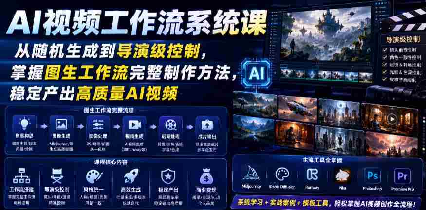 AI视频工作流系统课，从随机生成到导演级控制，掌握图生工作流完整制作方法，稳定产出高质量AI视频-任任的小木屋 - 热点知汇