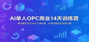 AI单人OPC商业14天训练营:商业模式定位与AI工具实操,私域B端业务变现方案-任任的小木屋 - 热点知汇
