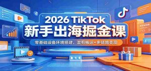 2026 TikTok新手出海掘金课：零基础设备环境搭建，混剪搬运+多链路变现-任任的小木屋 - 热点知汇