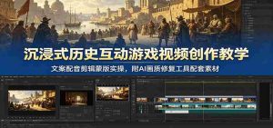 沉浸式历史互动游戏视频创作教学:文案配音剪辑蒙版实操,附AI画质修复工具配套素材-任任的小木屋 - 热点知汇