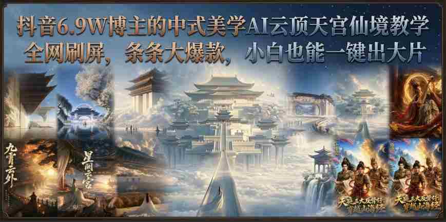抖音6.9W博主的中式美学AI云顶天宫仙境教学，全网刷屏，条条大爆款，小白也能一键出大片-任任的小木屋 - 热点知汇