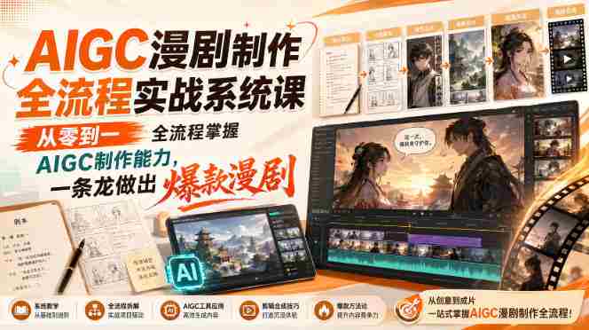 AIGC漫剧制作全流程实战系统课，从零到一全流程掌握AIGC制作能力，一条龙做出爆款漫剧-任任的小木屋 - 热点知汇