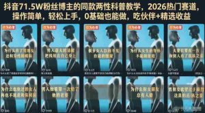 抖音71.5W粉丝博主的同款两性科普教学,2026热门赛道,操作简单,轻松上手,0基础也能做,吃伙伴+精选收益-任任的小木屋 - 热点知汇