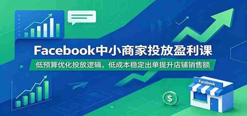 Facebook中小商家投放盈利课：低预算优化投放逻辑，低成本稳定出单提升店铺销售额-任任的小木屋 - 热点知汇