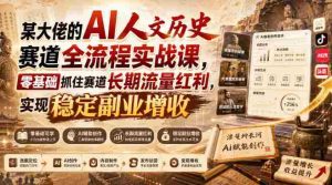 某大佬的AI人文历史赛道全流程实战课,零基础抓住赛道长期流量红利,实现稳定副业增收-任任的小木屋 - 热点知汇