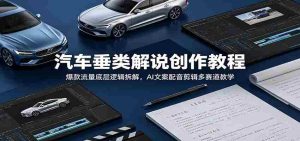 汽车垂类解说创作教程：爆款流量底层逻辑拆解，AI文案配音剪辑多赛道教学-任任的小木屋 - 热点知汇