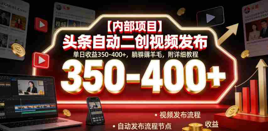 【内部项目】头条自动二创视频发布，单日收益350-400+，躺賺薅羊毛，附详细教程【揭秘】-任任的小木屋 - 热点知汇