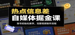 热点信息差自媒体掘金课:账号初始化教学,完整视频制作流程-任任的小木屋 - 热点知汇