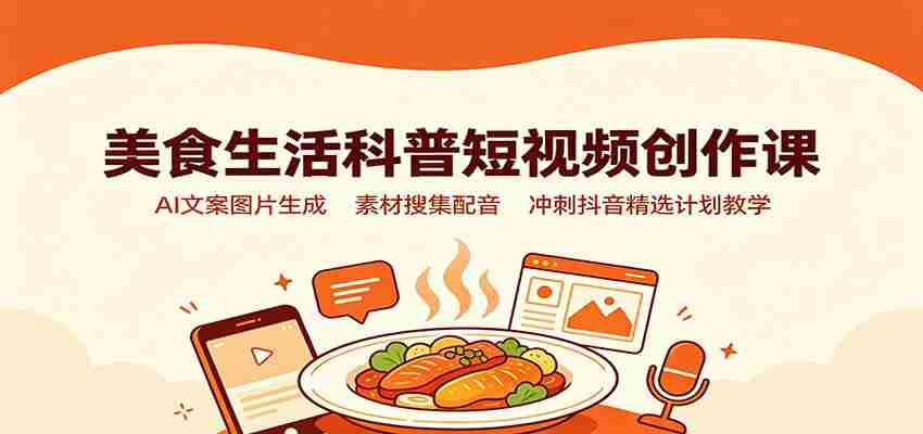 美食生活科普短视频创作课：AI文案图片生成，素材搜集配音，冲刺抖音精选计划教学-任任的小木屋 - 热点知汇