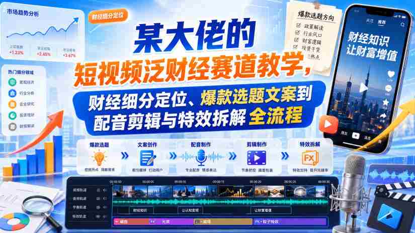 某大佬的短视频泛财经赛道教学，财经细分定位、爆款选题文案到配音剪辑与特效拆解全流程-任任的小木屋 - 热点知汇