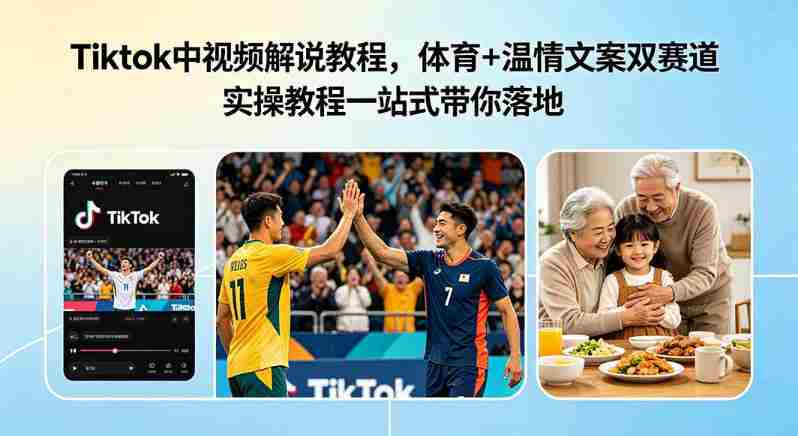 Tiktok中视频解说教程，体育+温情文案双赛道实操教程一站式带你落地，教你出海賺美刀-任任的小木屋 - 热点知汇