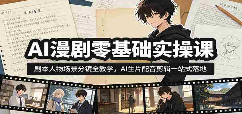 AI漫剧零基础实操课：剧本人物场景分镜全教学，AI生片配音剪辑一站式落地-任任的小木屋 - 热点知汇