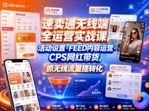 速卖通无线端全运营实战课，活动设置・FEED内容运营・CPS网红带货，抓无线流量提转化-任任的小木屋 - 热点知汇