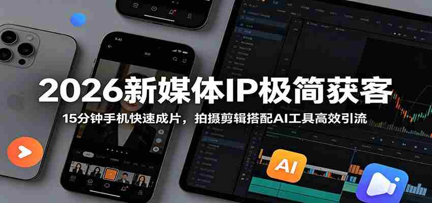 2026新媒体IP极简获客：15分钟手机快速成片，拍摄剪辑搭配AI工具高效引流-任任的小木屋 - 热点知汇