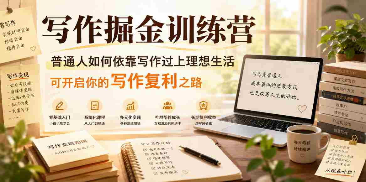 写作掘金训练营，普通人如何依靠写作过上理想生活，可开启你的写作复利之路（更新6月）-任任的小木屋 - 热点知汇