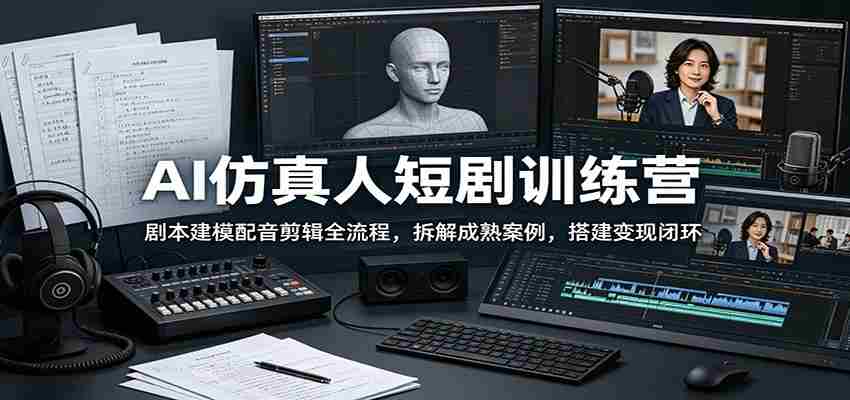 AI仿真人短剧训练营：剧本建模配音剪辑全流程，拆解成熟案例，搭建变现闭环-任任的小木屋 - 热点知汇