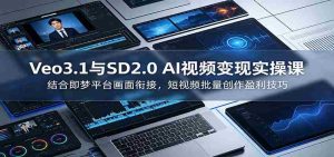 Veo3.1与SD2.0 AI视频变现实操课课：结合即梦平台画面衔接，短视频批量创作盈利技巧-任任的小木屋 - 热点知汇