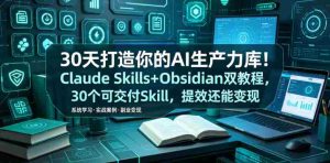 30天打造你的AI生产力库!Claude Skills+Obsidian 双教程,30 个可交付 Skill,提效还能变现-任任的小木屋 - 热点知汇