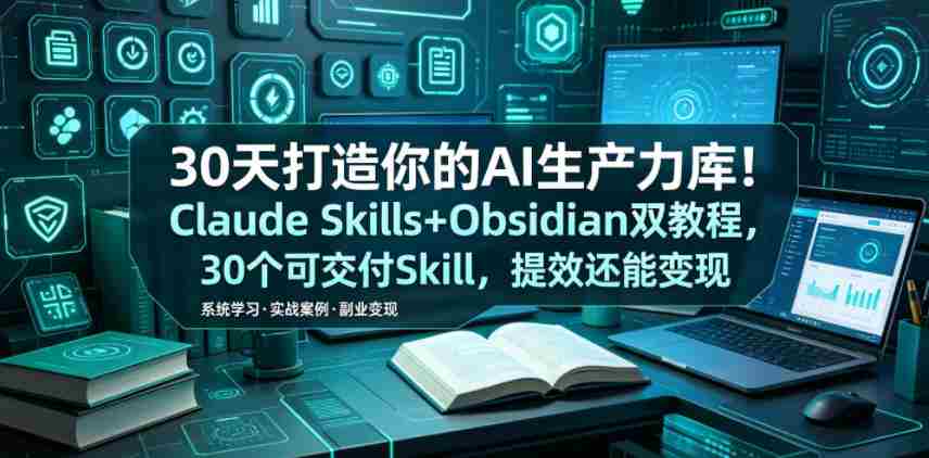 30天打造你的AI生产力库！Claude Skills+Obsidian 双教程，30 个可交付 Skill，提效还能变现-任任的小木屋 - 热点知汇