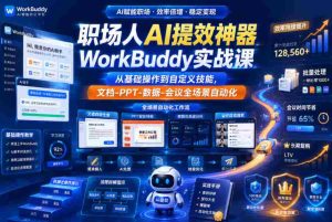 职场人AI提效神器WorkBuddy实战课,从基础操作到自定义技能,文档-PPT-数据-会议全场景自动化-任任的小木屋 - 热点知汇